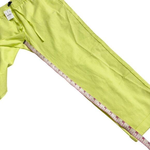 J.Crew Womens Neon Green Drawstring Elastic Waist Pants Size 10 Linen pockets - Picture 9 of 10